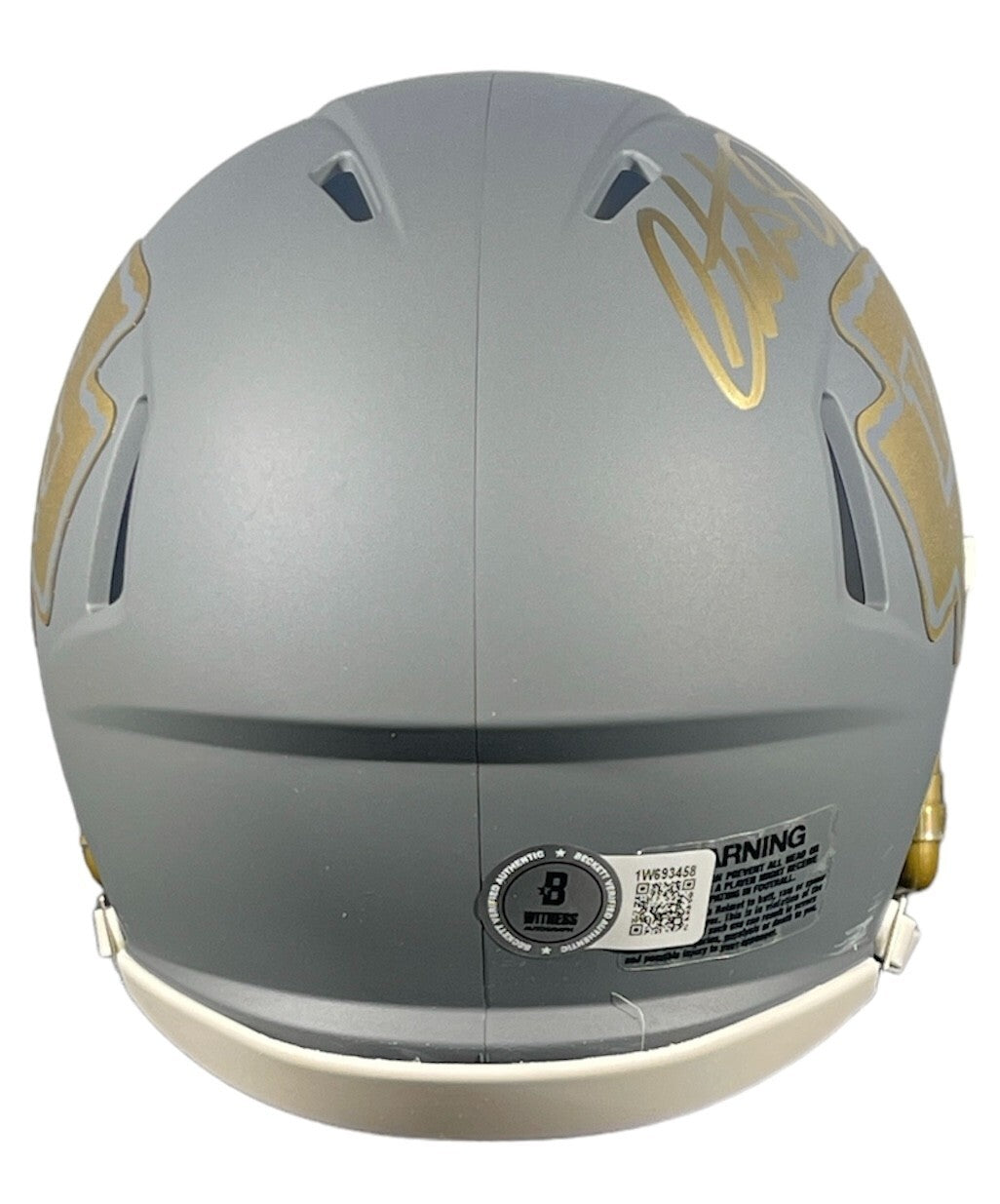 Christian Okoye Signed Kansas City Chiefs Slate Mini Helmet Beckett Wit BAS COA2