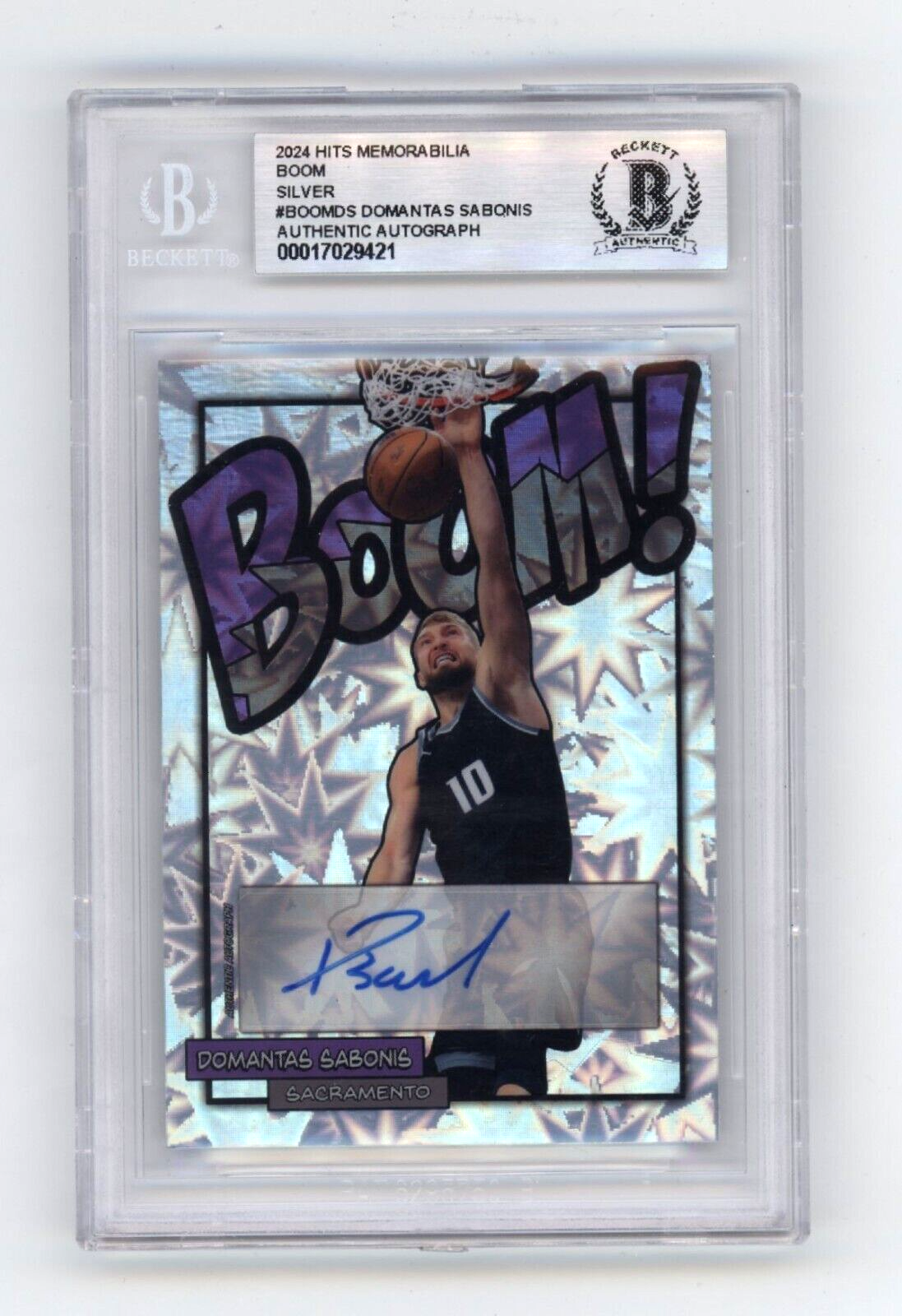 Domantas Sabonis 2024 Hits Memorabilia BOOM Silver /10 Signed BGS BAS Auto Kings0