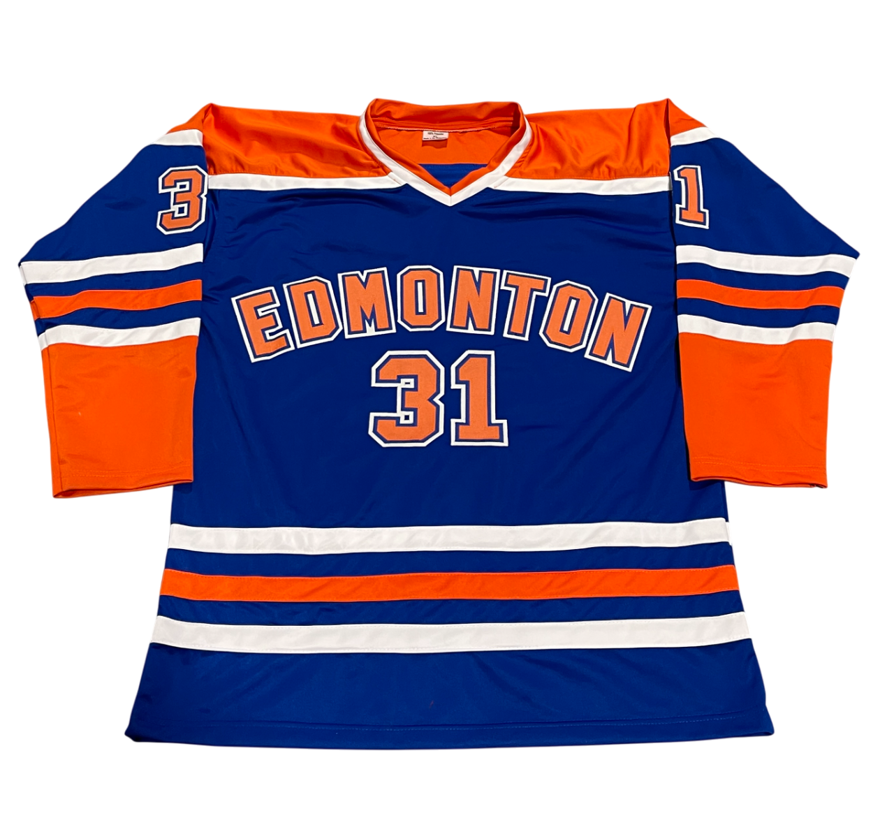 Grant Fuhr Signed Edmonton Oilers Custom Jersey w/ HOF 03 Beckett W BAS COA2