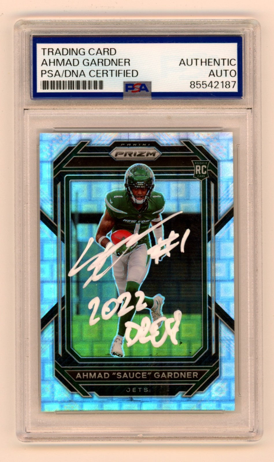 Ahmad Sauce Gardner 2022 Panini Prizm #341 Pandora /400 RC Insc. Signed PSA Auto0