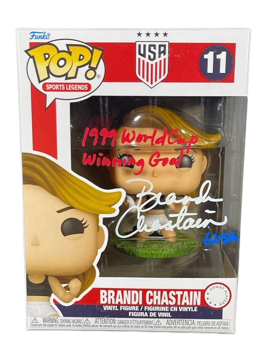 Brandi Chastain Signed Auto USA Funko Pop 99 WC Wining Goal Beckett BAS COA RWB0