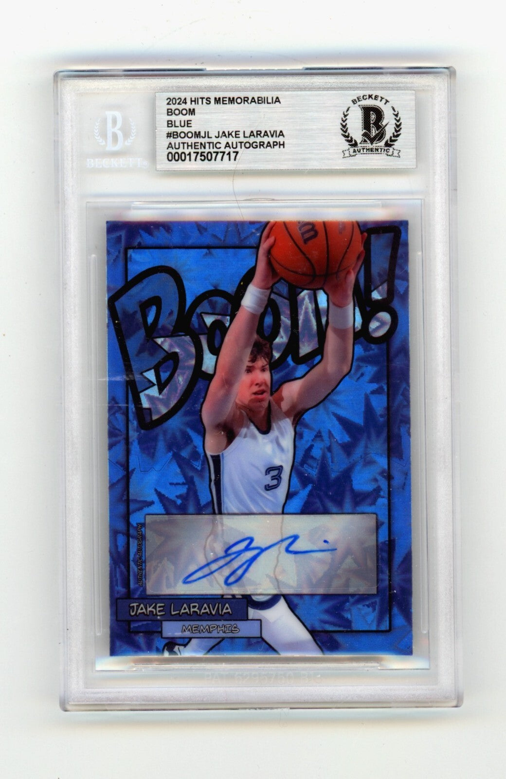 Jake LaRavia 2024 Hits Memorabilia BOOM Blue JSY 3/3 Signed BGS BAS Auto Memphis0