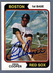 Cecil Cooper Signed Autographed 1974 Topps #523 LSCM COA Boston Red Sox0