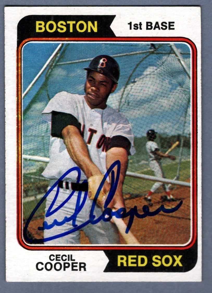 Cecil Cooper Signed Autographed 1974 Topps #523 LSCM COA Boston Red Sox0