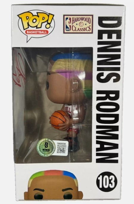 Dennis Rodman Signed Auto Funko Pop #103 The Worm Beckett Witness BAS COA Bulls1