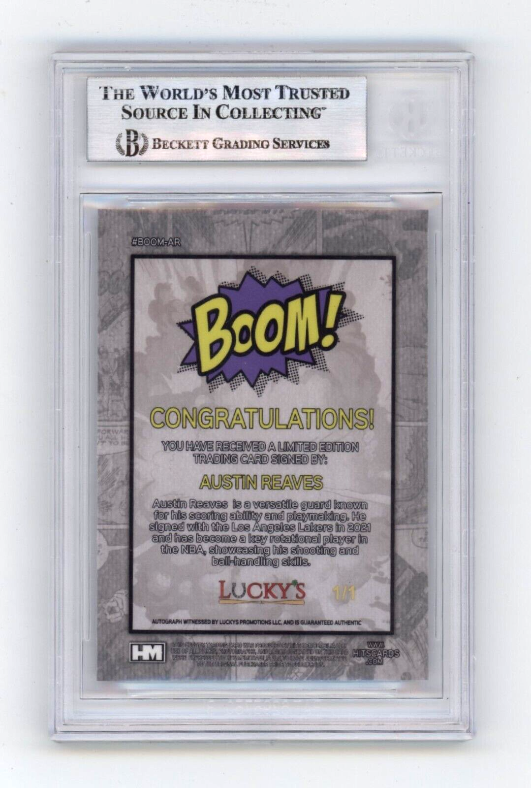 Austin Reaves 2024 Hits Memorabilia BOOM Purple #1/1 Signed BGS BAS Auto Lakers1