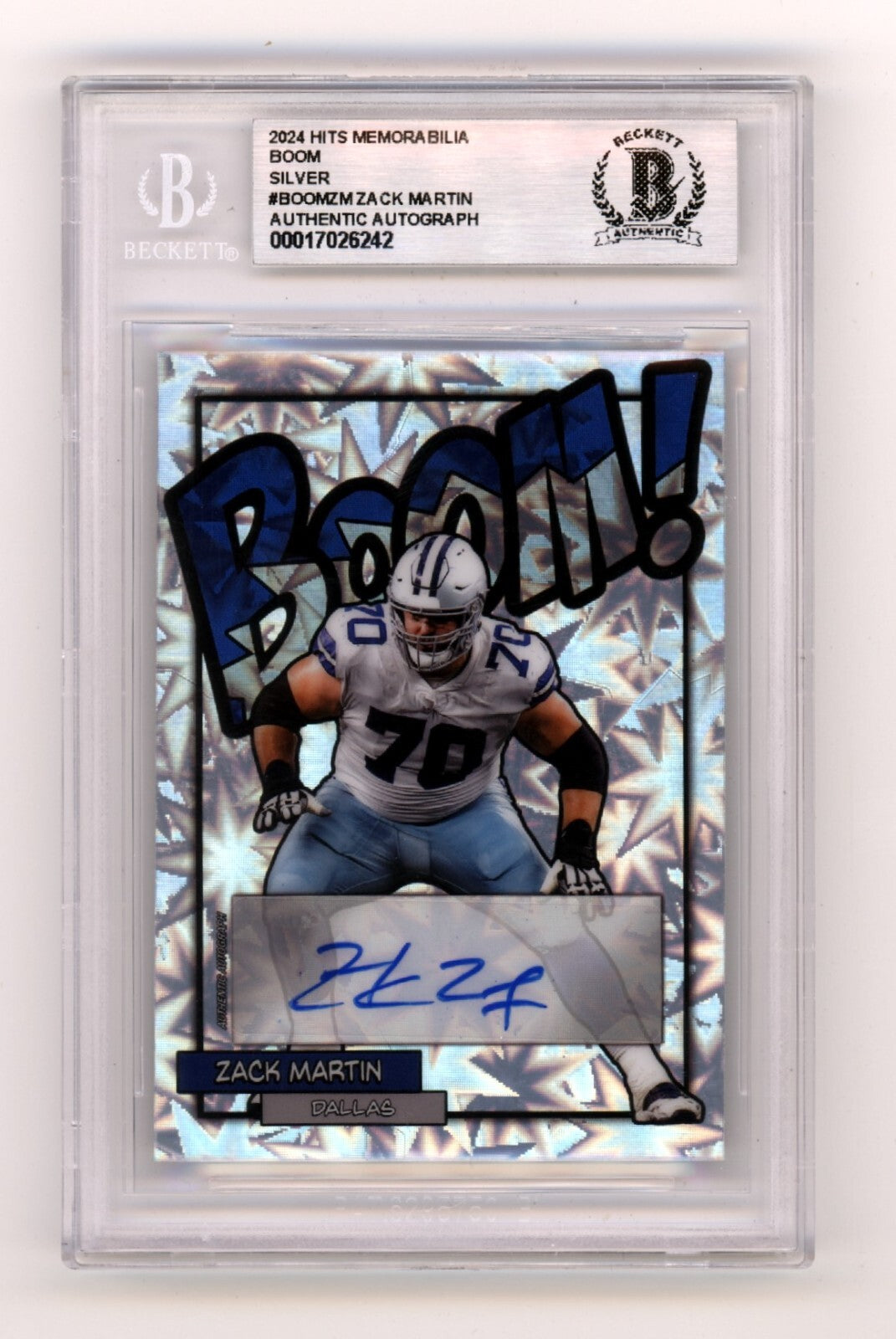 Zack Martin 2024 Hits Memorabilia BOOM Silver Signed BGS BAS Auto Cowboys0