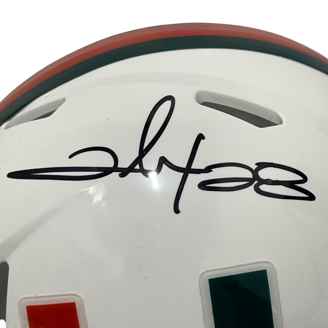 Clinton Portis Signed Auto Miami U Speed Mini Helmet Beckett Witness BAS COA1