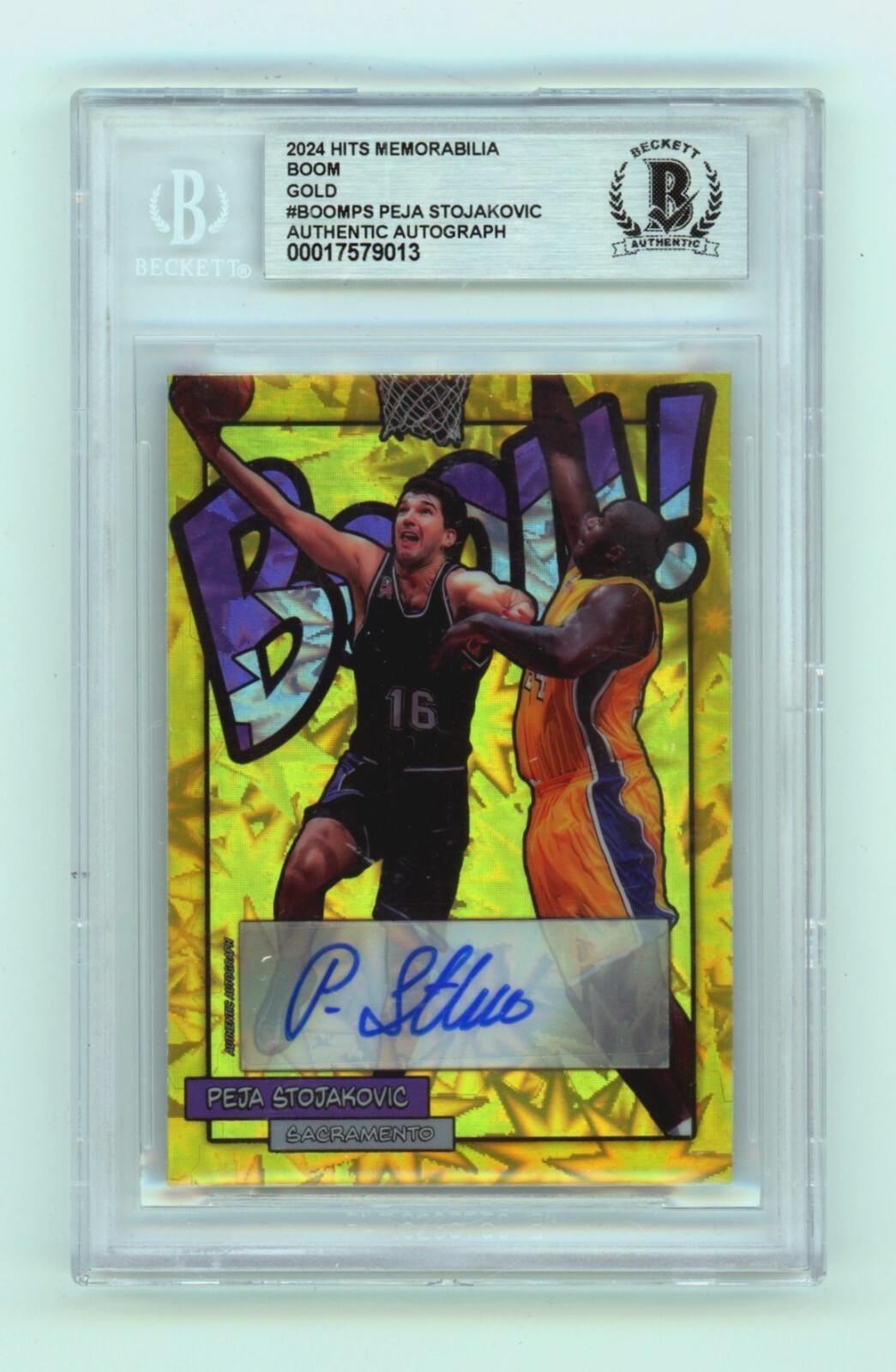 Peja Stojakovic 2024 Hits Memorabilia BOOM Gold /10 Signed BGS BAS Auto Kings0