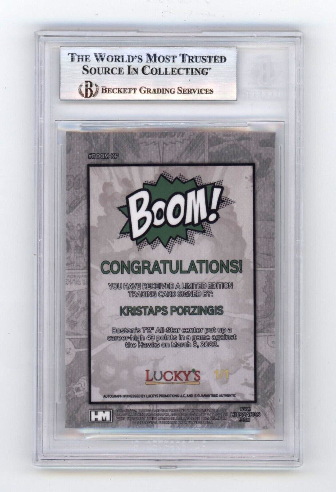 Kristaps Porzingis 2024 Hits Memorabilia BOOM Super #1/1 Signed BGS BAS Auto1