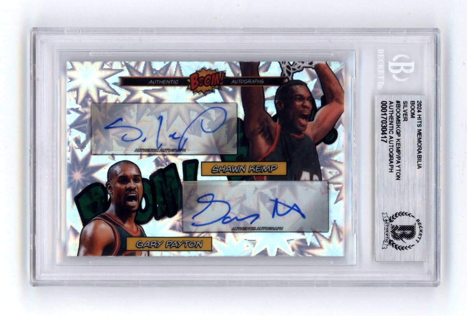Shawn Kemp & Gary Payton 2024 Hits BOOM Silver Dual Signed BGS BAS Auto Sonics0