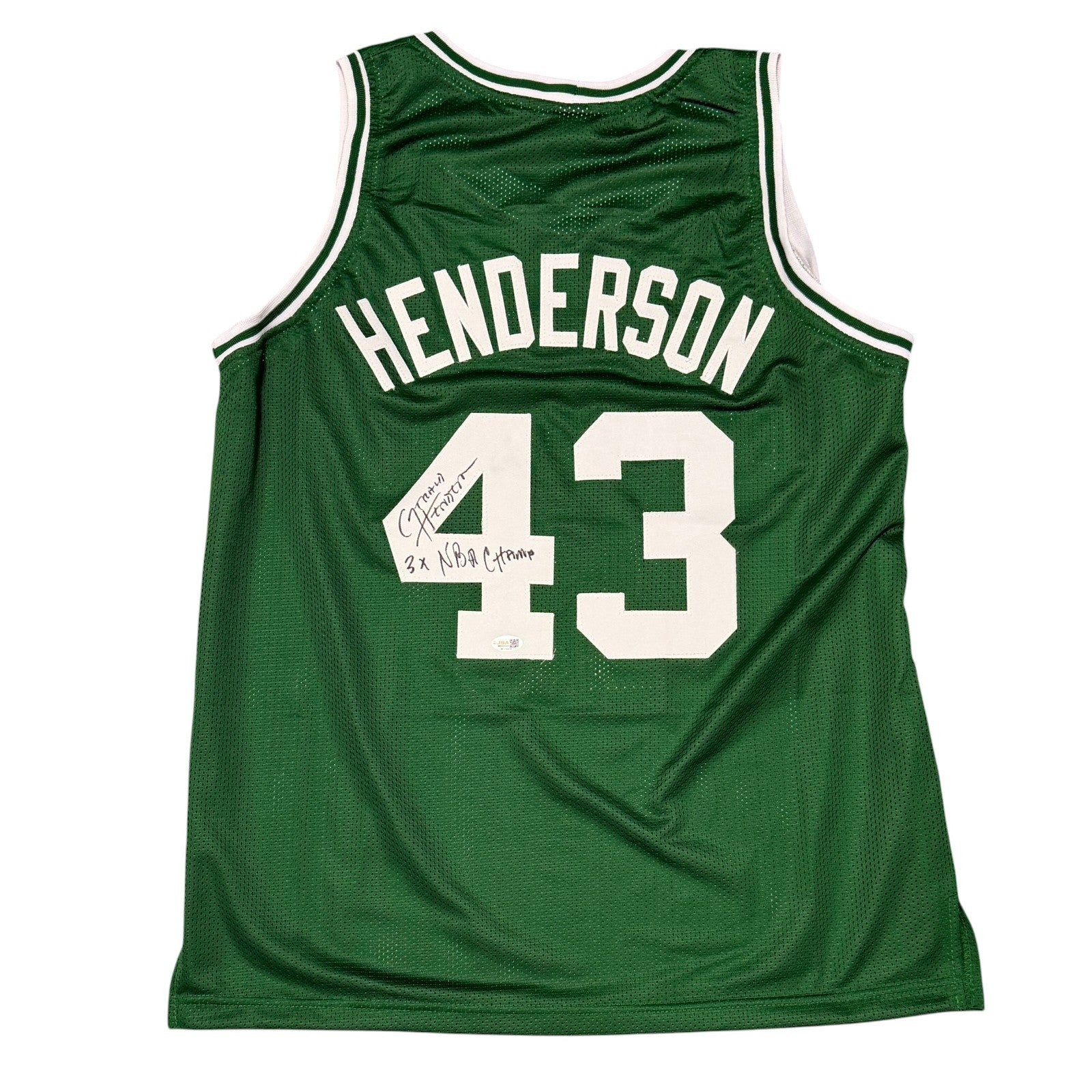 Gerald Henderson Signed Celtics Custom Jersey w/ 3x NBA Champ JSA Witness COA0