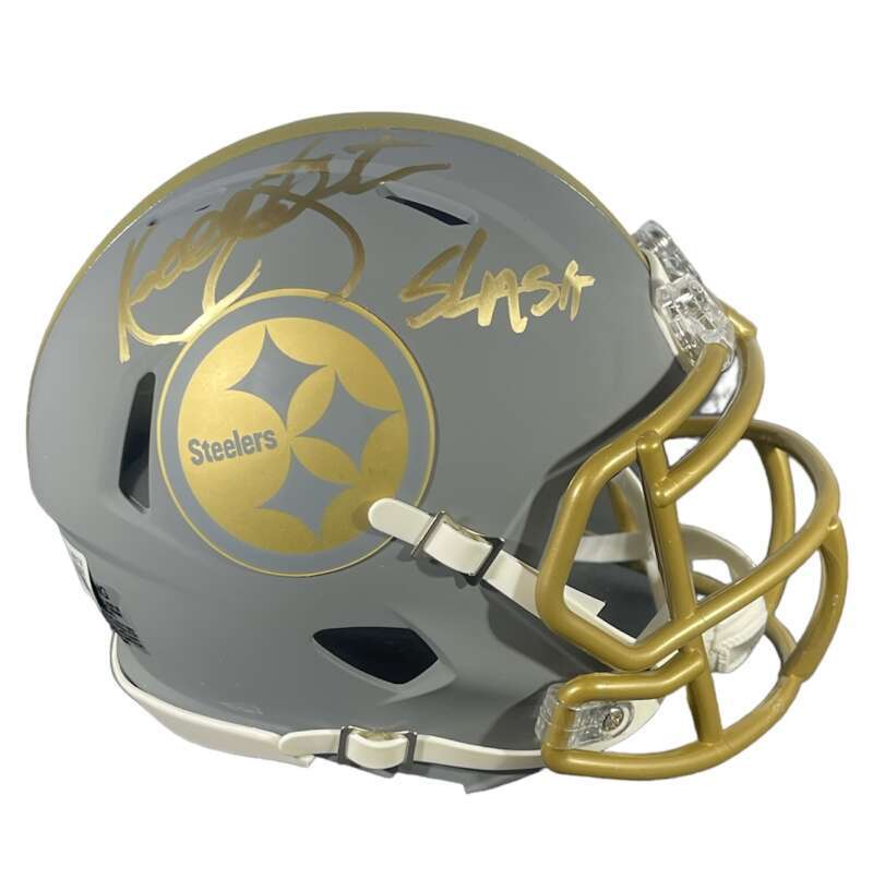 Kordell Stewart Signed Pittsburgh Steelers Slate Mini Helmet w/ Slash BAS COA0