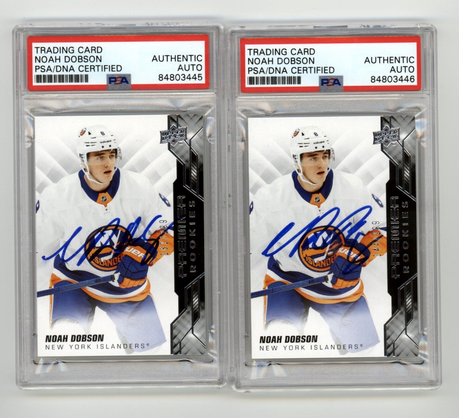 Noah Dobson 2019-20 Upper Deck Premier Rookie RC #/299 Signed PSA Auto2