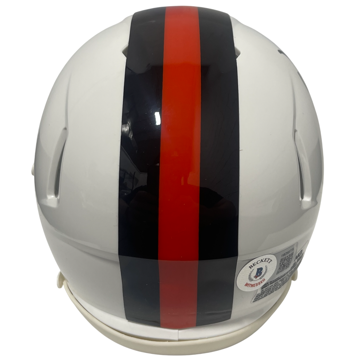 David Njoku Signed Browns Alt White Mini Helmet Beckett Witness BAS COA2