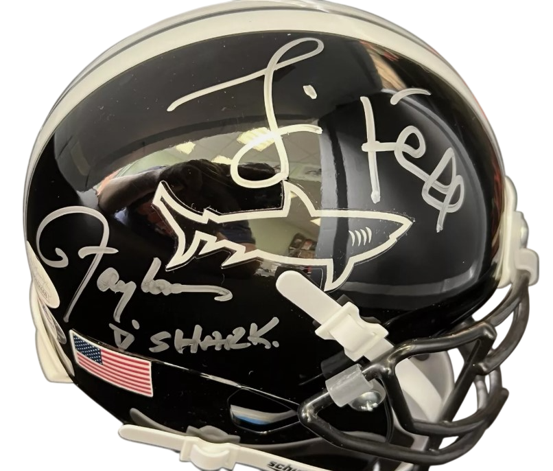 Jamie Foxx & Lawrence Taylor Signed Any Given Sunday Sharks Mini Helmet PSA JSA1