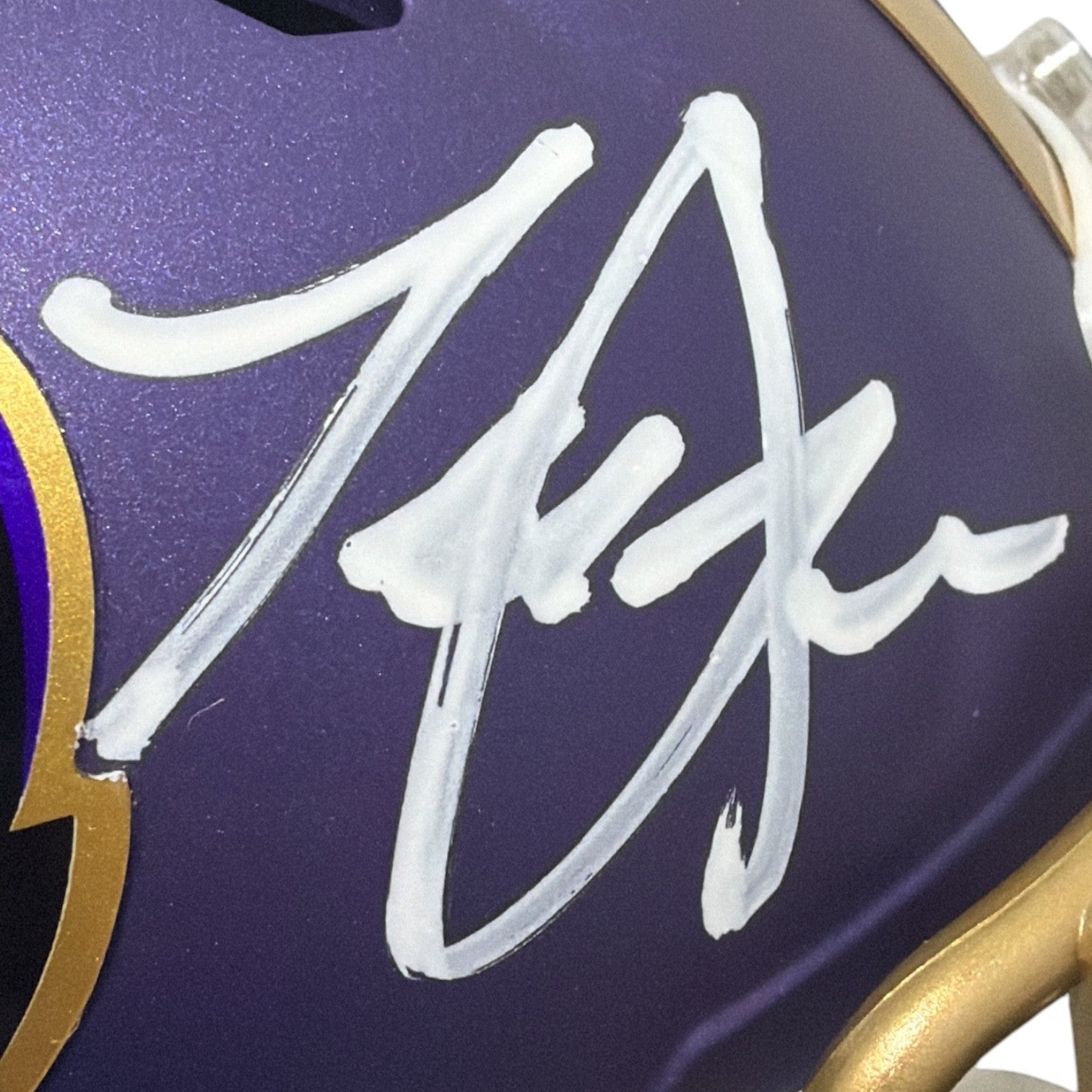 Terrell Suggs Signed Baltimore Ravens ALT Mini Helmet Beckett Witness BAS COA1