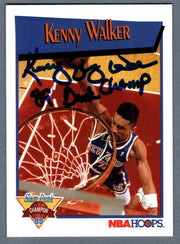 Kenny "Sky" Walker Signed 1991-92 NBA Hoops #V w/ 89 Dunk Champ Insc. LSCM COA0