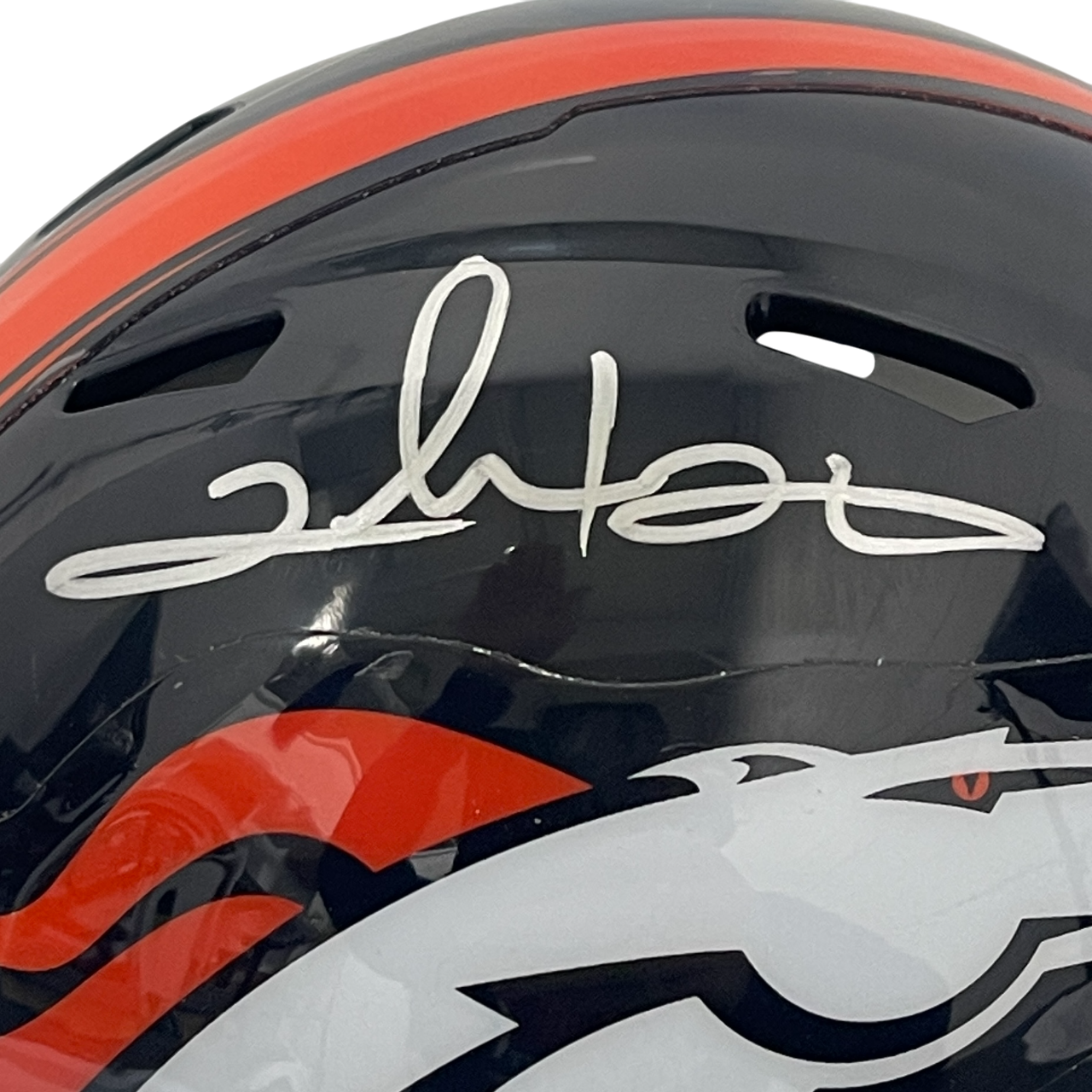Clinton Portis Signed Broncos Speed Mini Helmet Beckett Witness BAS COA1