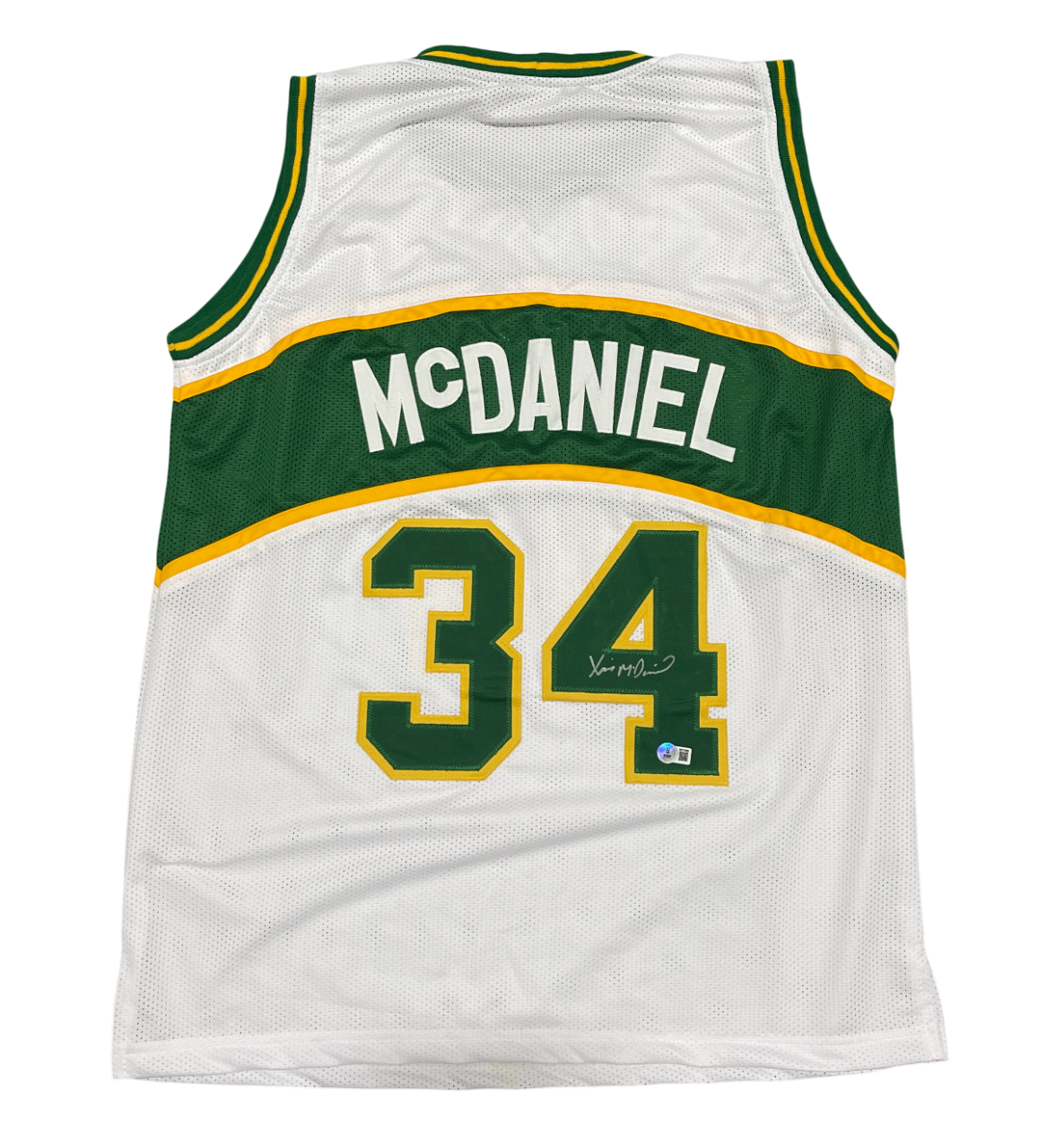 Xavier McDaniel Signed Seattle Sonics Custom Jersey Beckett Witness BAS COA0
