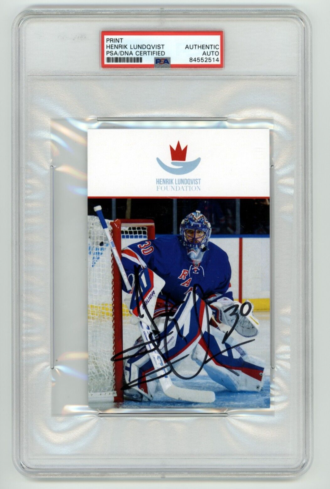 Henrik Lundqvist Signed Foundation Print PSA DNA Authentic Auto NY Rangers A0