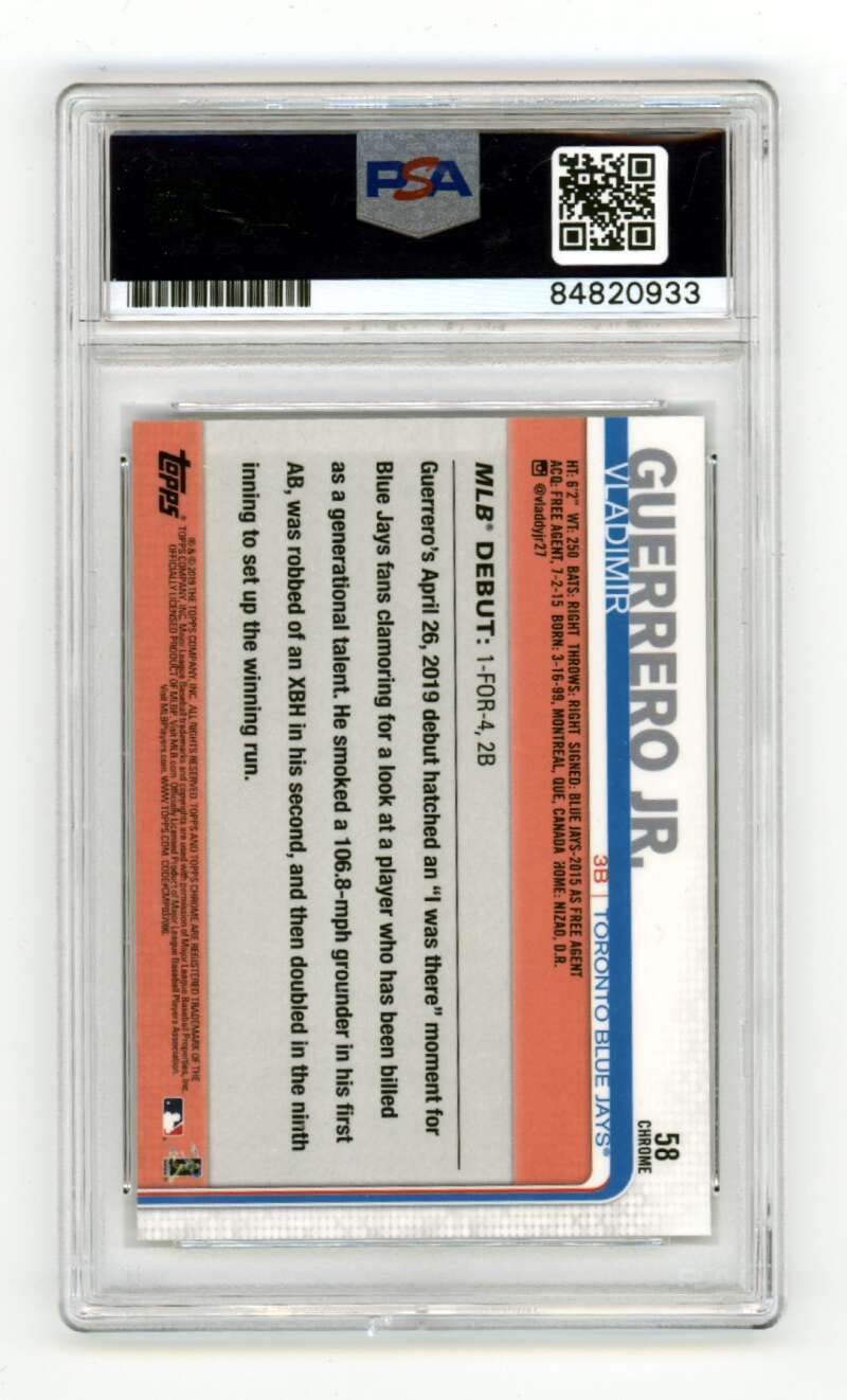 Vladimir Guerrero Jr. 2019 Topps Chrome #58 Rookie Debut RC Signed PSA 10 Auto1