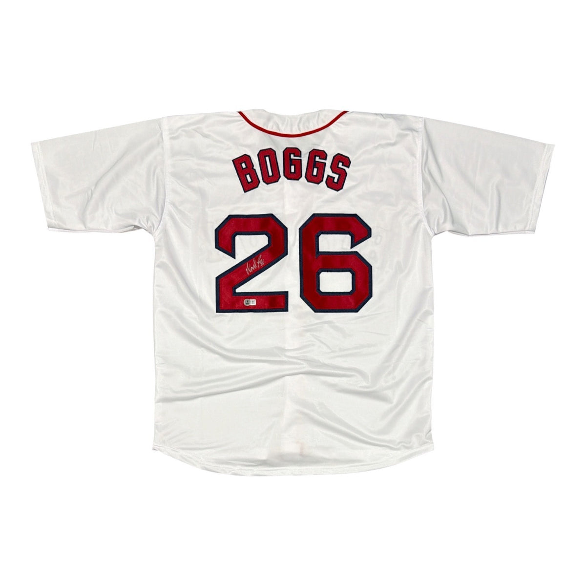 Wade Boggs Signed Boston Red Sox Custom Jersey Beckett Witness BAS COA0