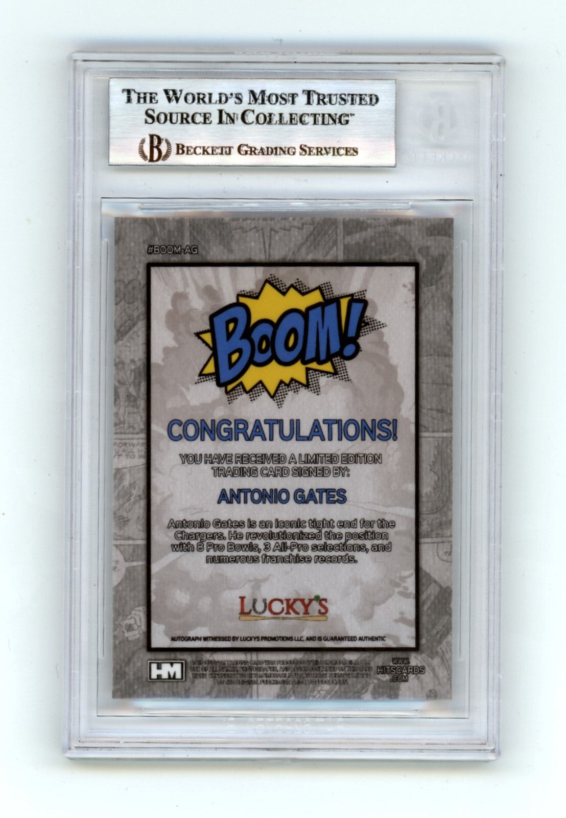 Antonio Gates 2024 Hits Memorabilia BOOM Silver Signed BGS BAS Auto Chargers1