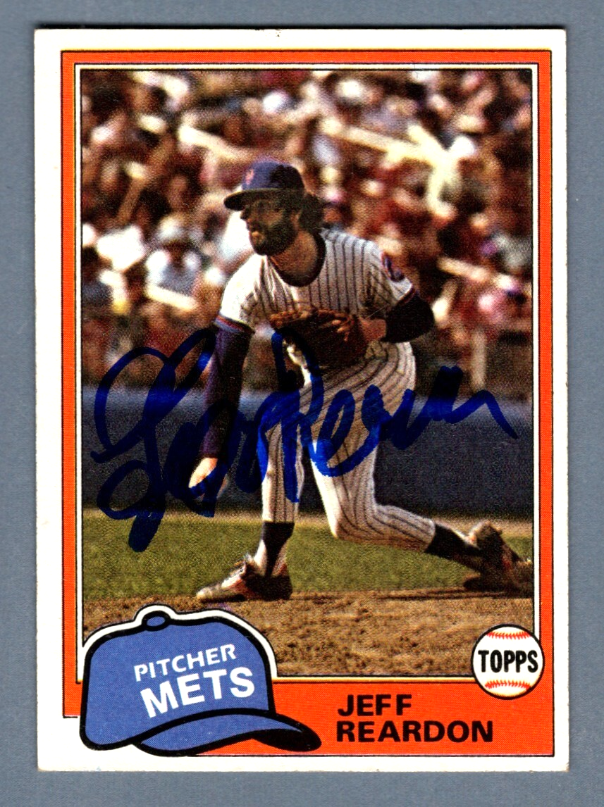 Jeff Reardon Signed 1981 Topps Baseball #456 Rookie RC LSCM COA New York Mets0