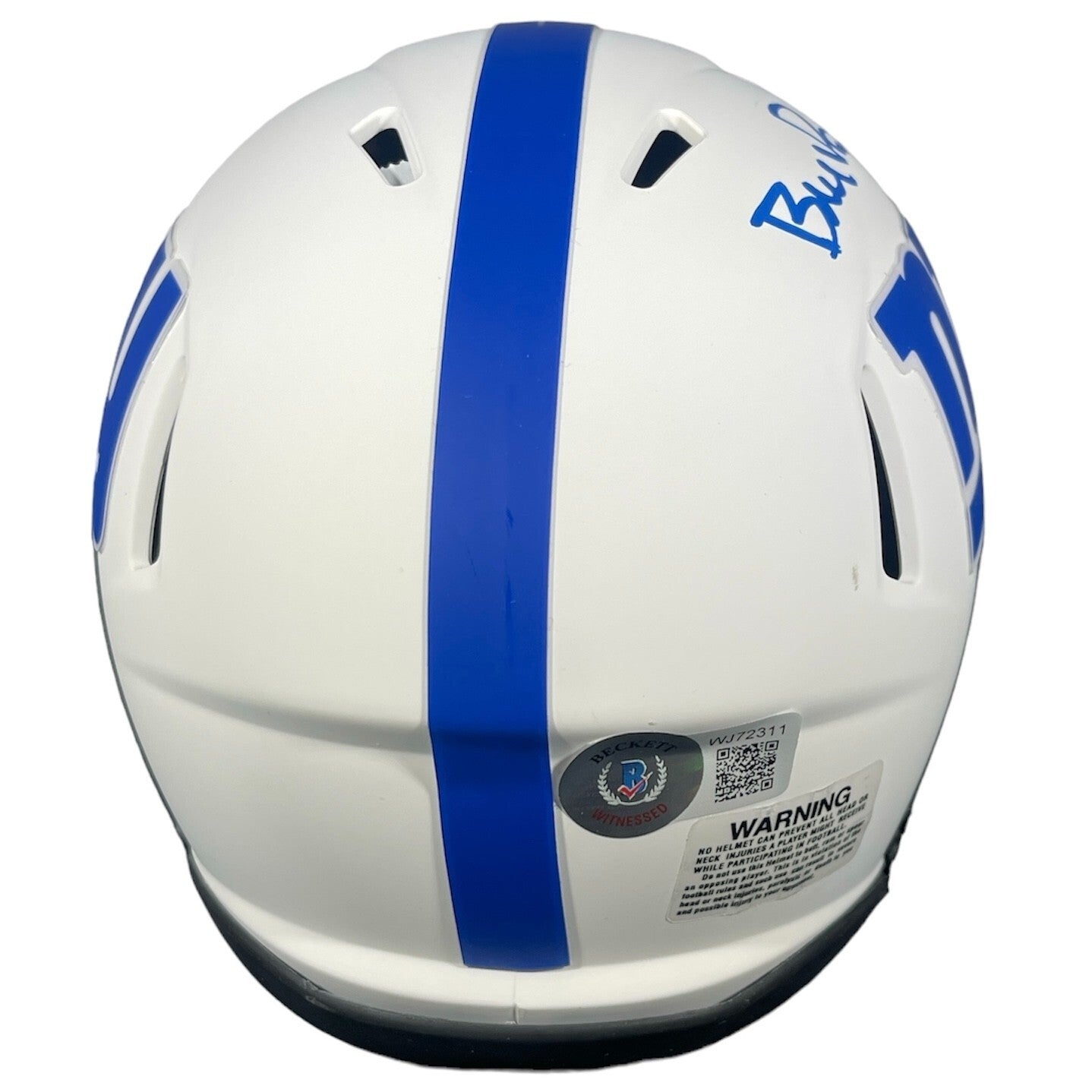 Bill Parcells Signed Giants Lunar Mini Helmet Beckett Witness BAS COA2