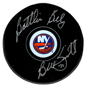 Billy Smith Signed New York Islanders Puck w/ Battlin Billy Beckett Wit BAS COA0
