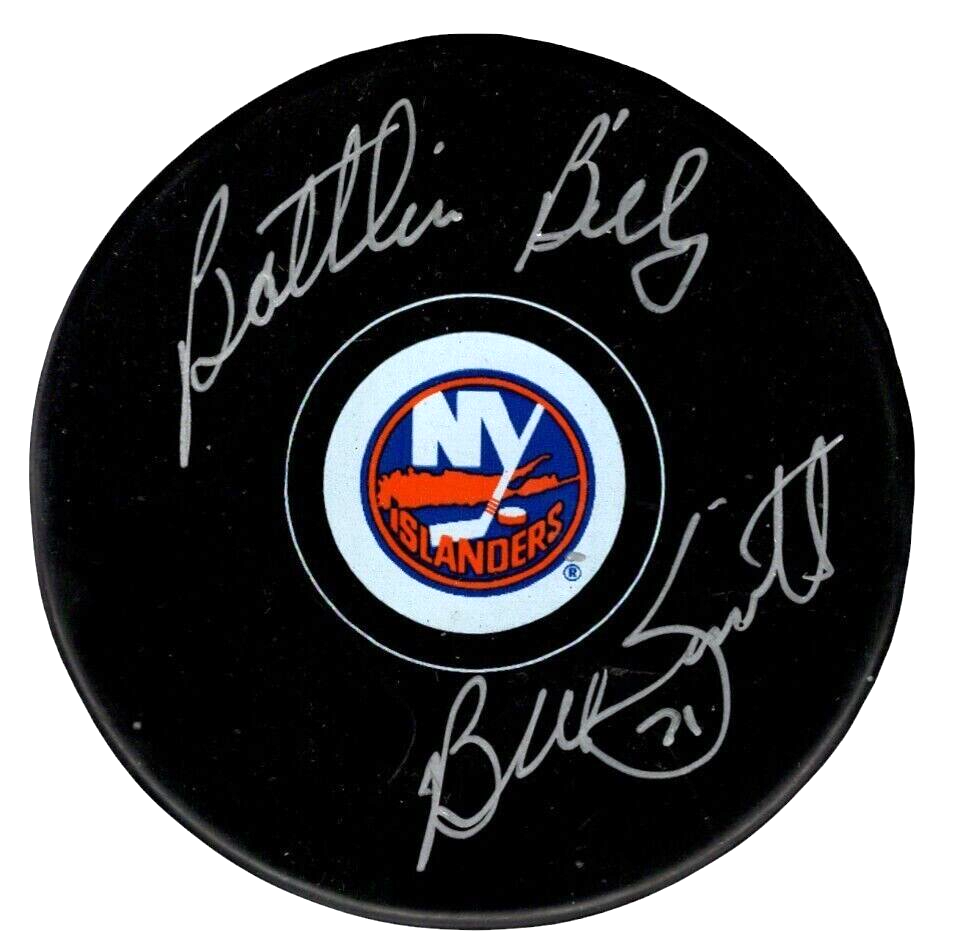 Billy Smith Signed New York Islanders Puck w/ Battlin Billy Beckett Wit BAS COA0