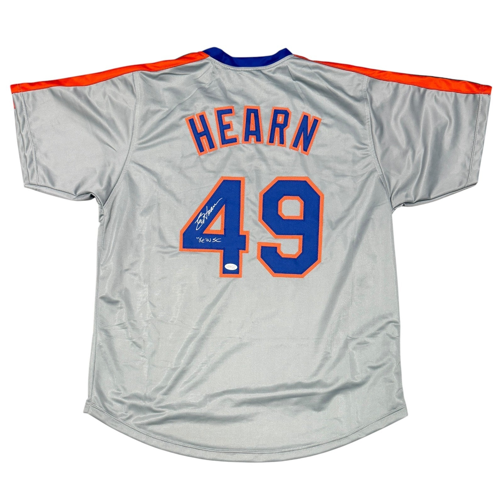 Ed Hearn Signed New York Mets Custom Jersey w/ 86 WSC JSA Witness COA0