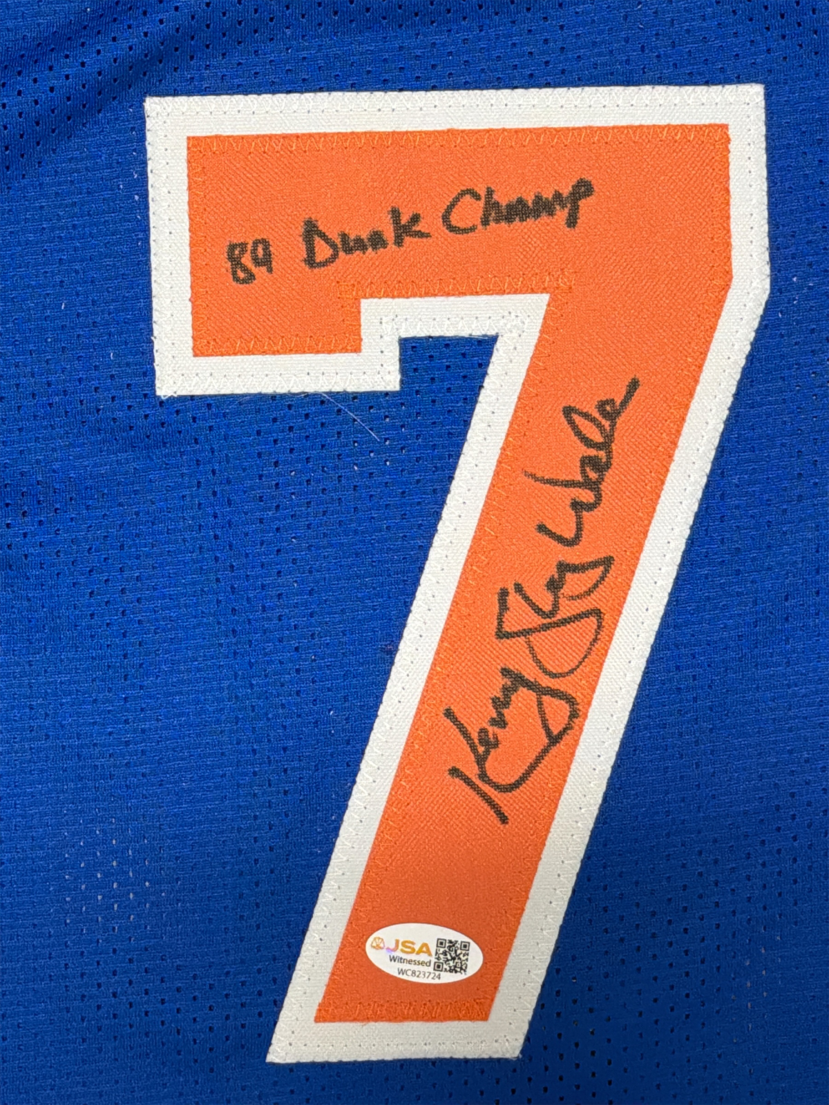 Kenny Sky Walker Signed New York Knicks Custom Jersey w/ 89 Dunk Champ JSA W COA1