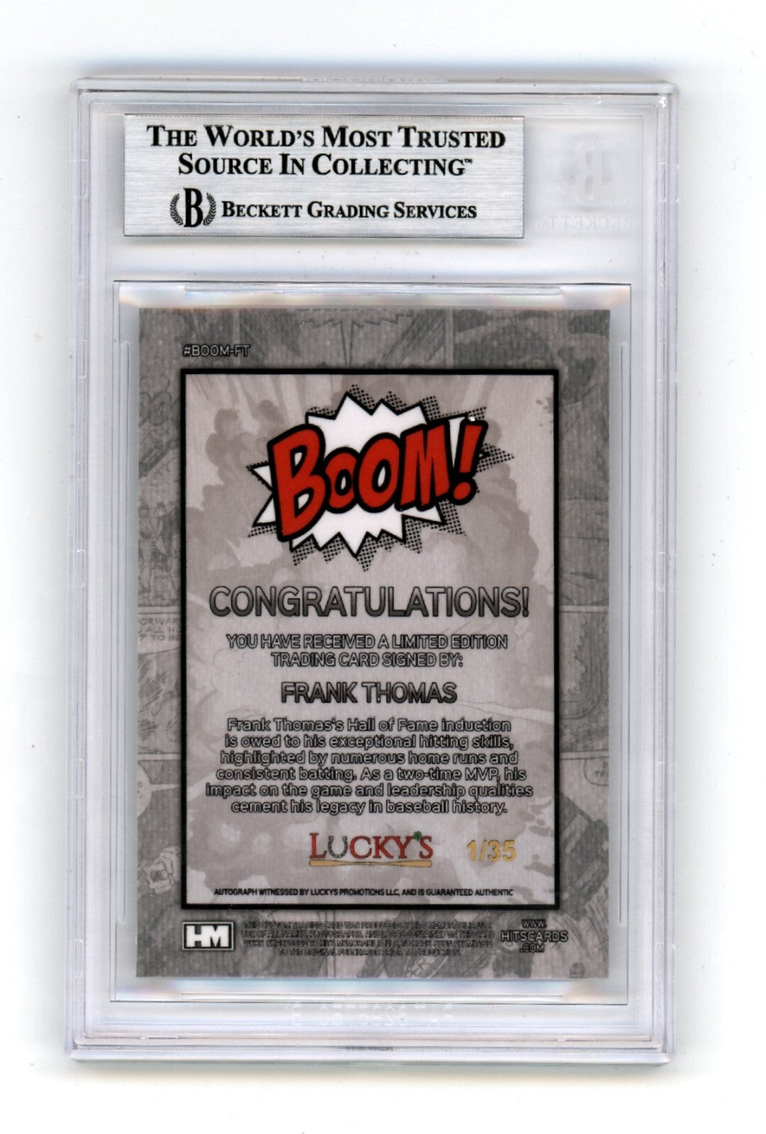 Frank Thomas 2024 Hits Memorabilia BOOM Silver /35 Signed BGS BAS Auto White Sox1