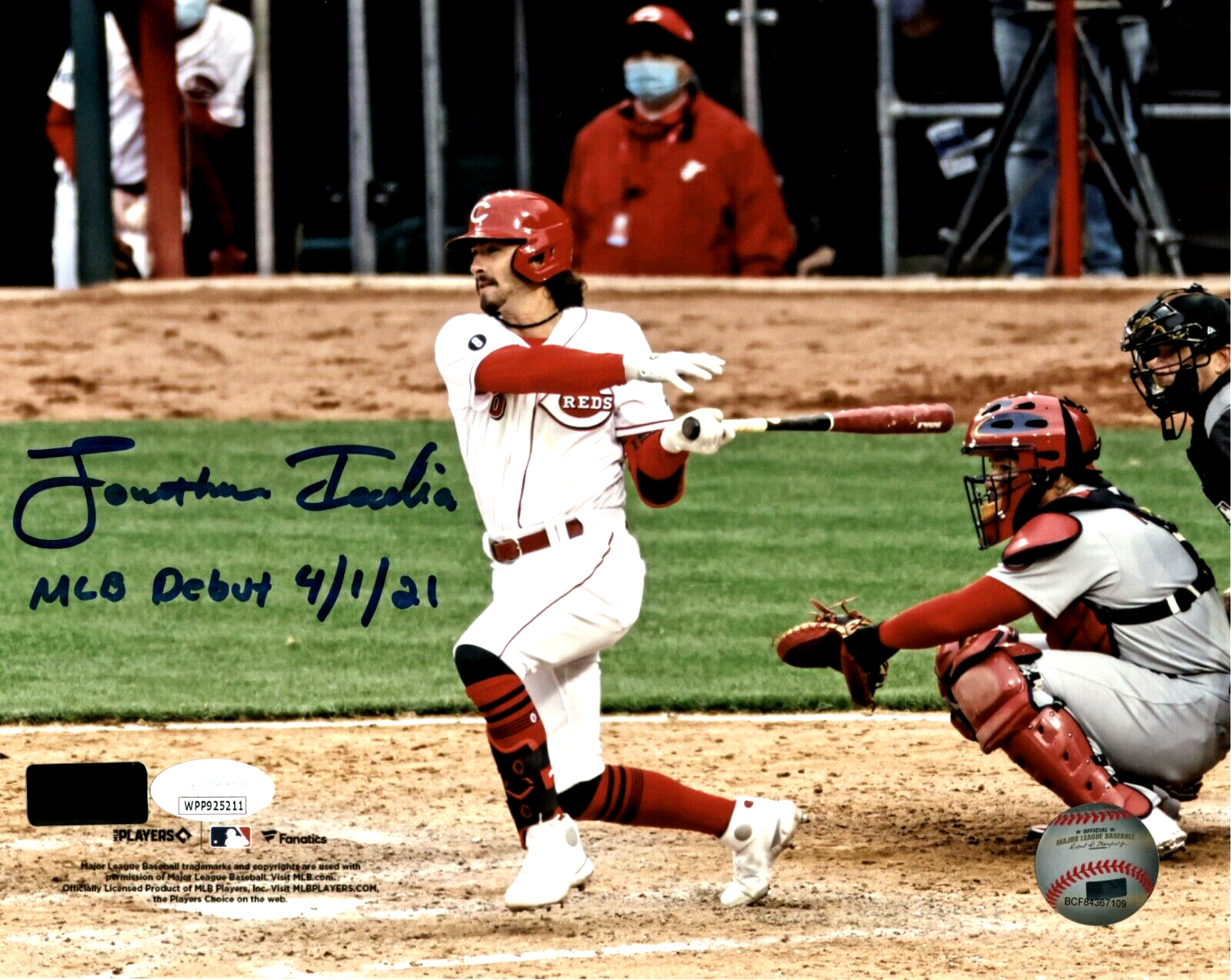 Jonathan India Signed 8x10 Fanatics Photo w/ MLB DEBUT JSA W COA + HOLO0