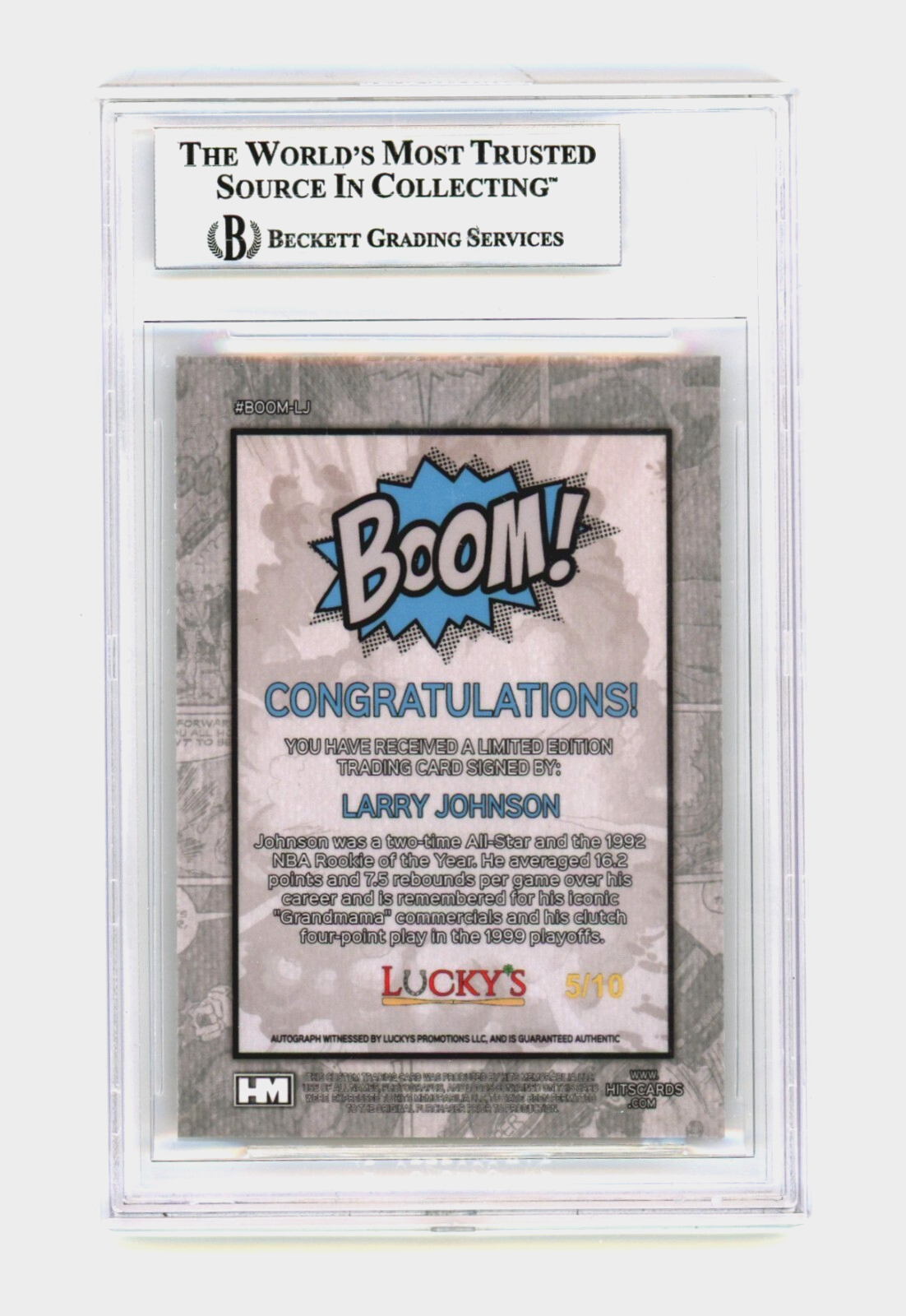 Larry Johnson 2024 Hits Memorabilia BOOM Gold /10 Signed BGS BAS Auto Charlotte1