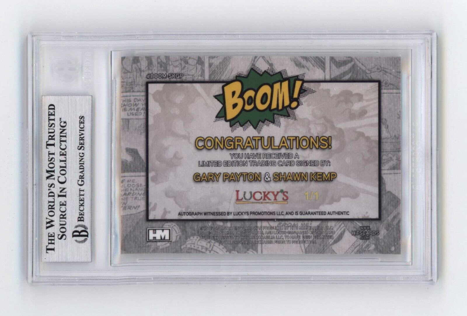 Shawn Kemp & Gary Payton 2024 Hits BOOM Super #1/1 Dual Signed BGS BAS Auto1