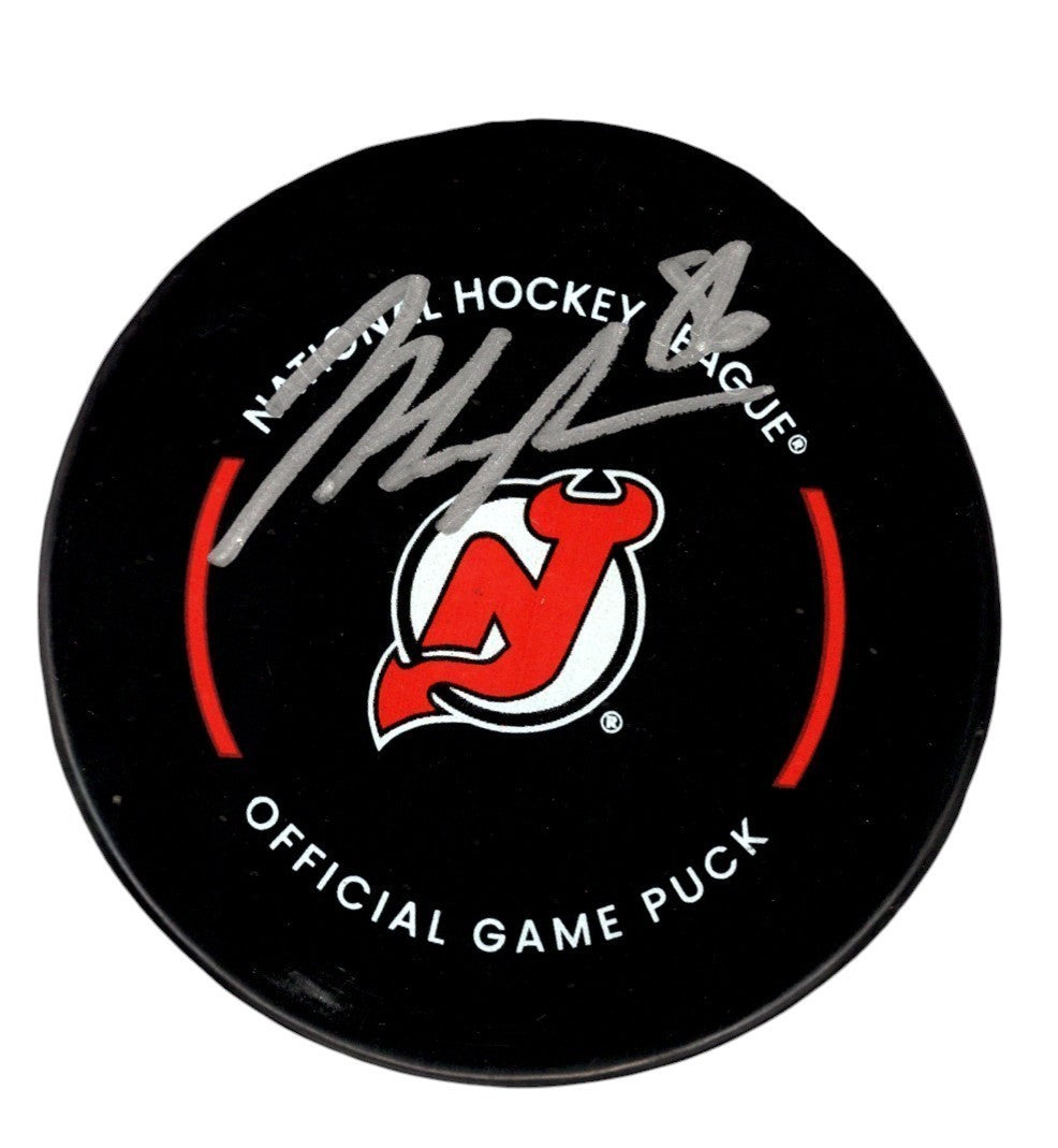 Jack Hughes Signed Autographed New Jersey Devils Official Game Puck Fanatics COA0