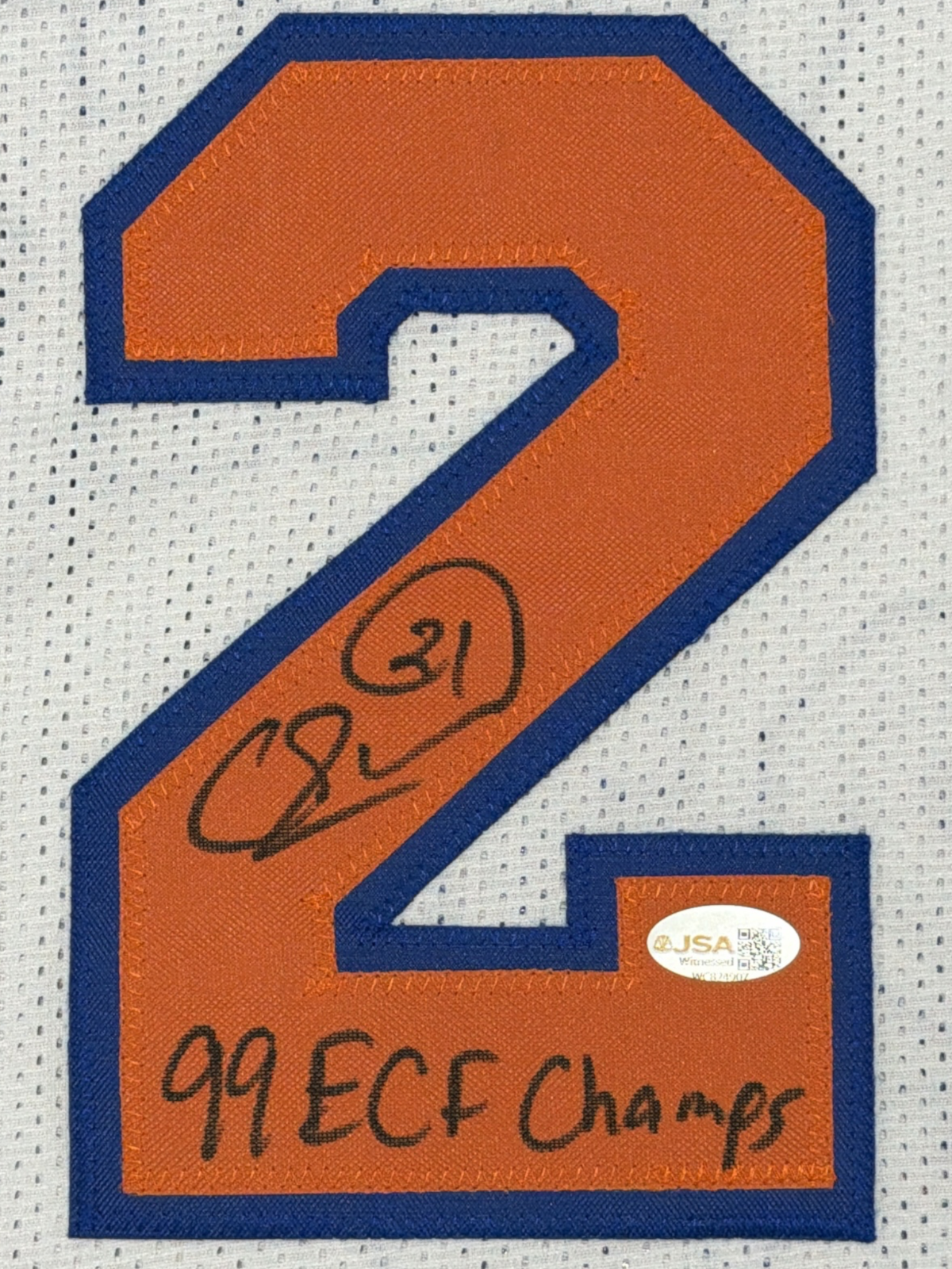 Charlie Ward Signed New York Knicks Custom Jersey w/ 99 ECF Champs JSA Wit COA1