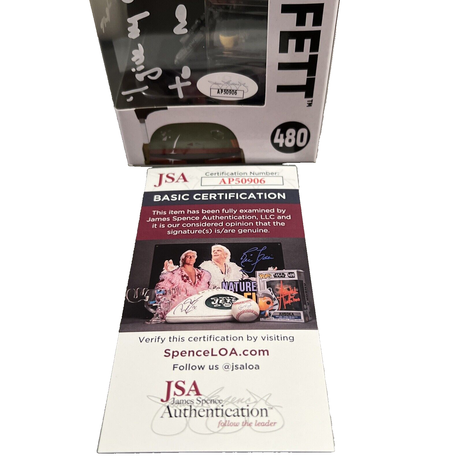 Temura Morrison Signed Auto Boba Fett #480 Star Wars Funko Pop Rare Insc JSA COA3