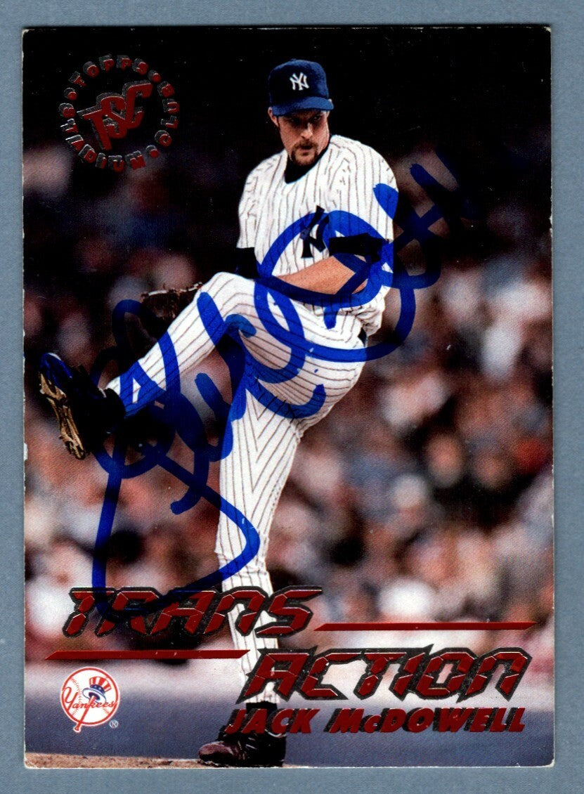 Jack McDowell Signed 1995 Topps Stadium Club Transaction 622 LSCM COA Yankees0
