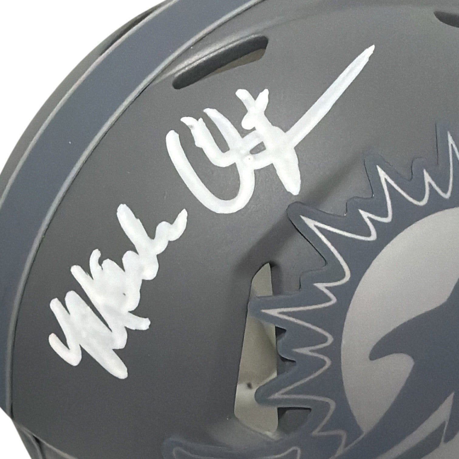 Mark Clayton Signed Autographed Miami Dolphins Slate Mini Helmet JSA Witness COA1