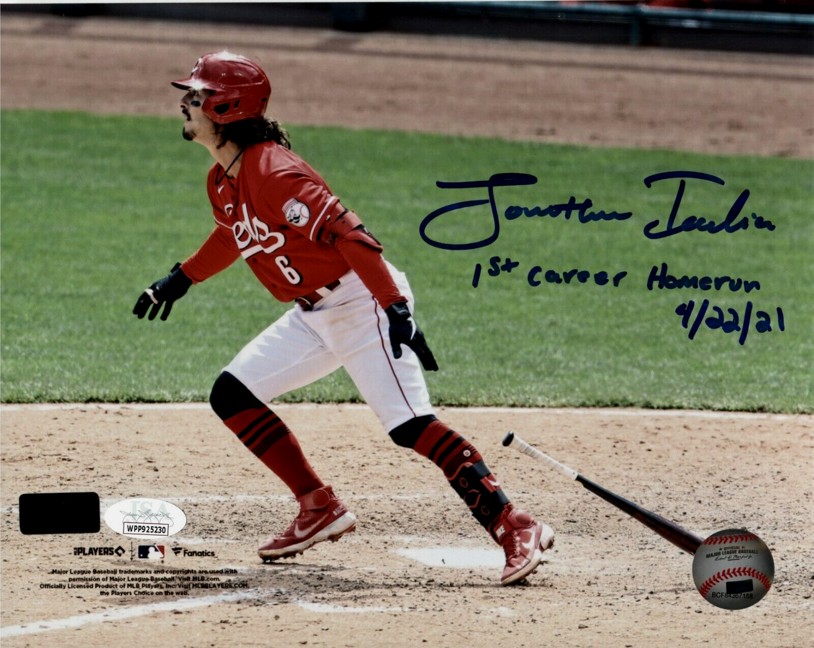 Jonathan India Signed 8x10 Fanatics Photo w/ 1st HR JSA W COA + HOLO0