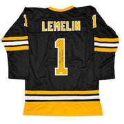 Rejean Lemelin Signed Boston Bruins Custom Jersey w/ 89-90 Jennings JSA Wit COA0