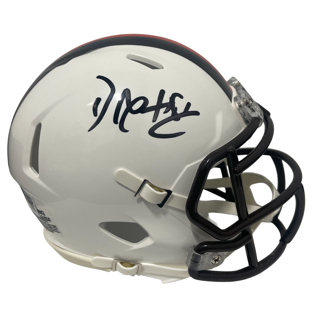 David Njoku Signed Browns Alt White Mini Helmet Beckett Witness BAS COA0