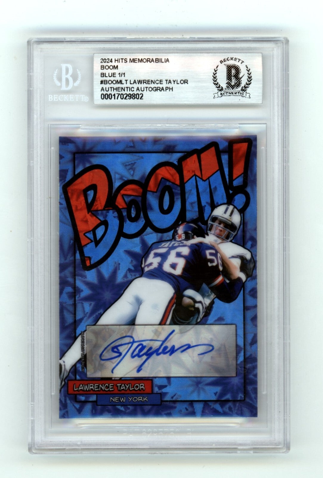 Lawrence Taylor 2024 Hits Memorabilia BOOM Blue #1/1 Signed BGS BAS Auto Giants0