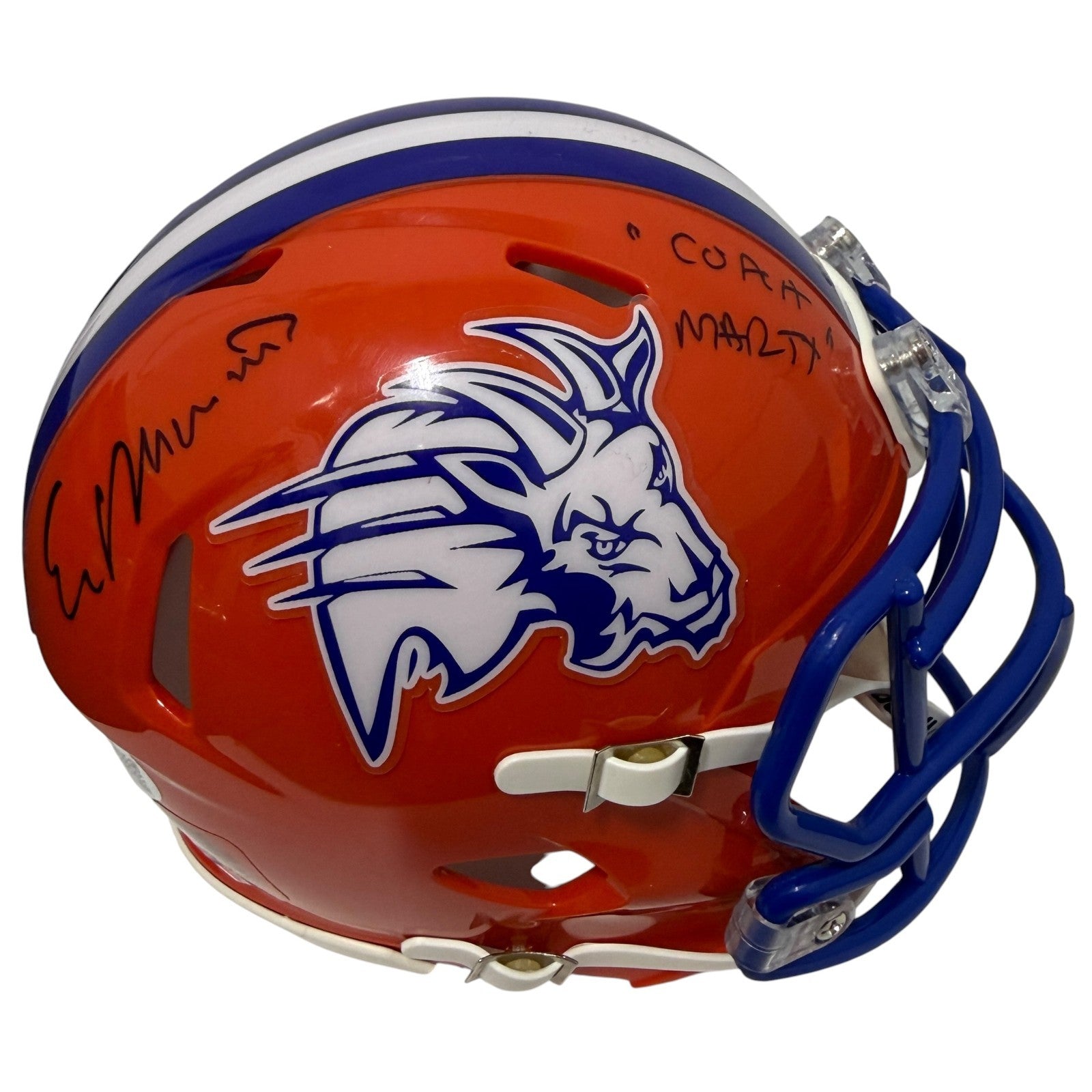 Ed Marinaro Signed Blue Mountain State BMS Mini Helmet w/ Coach Marty JSA W. COA0
