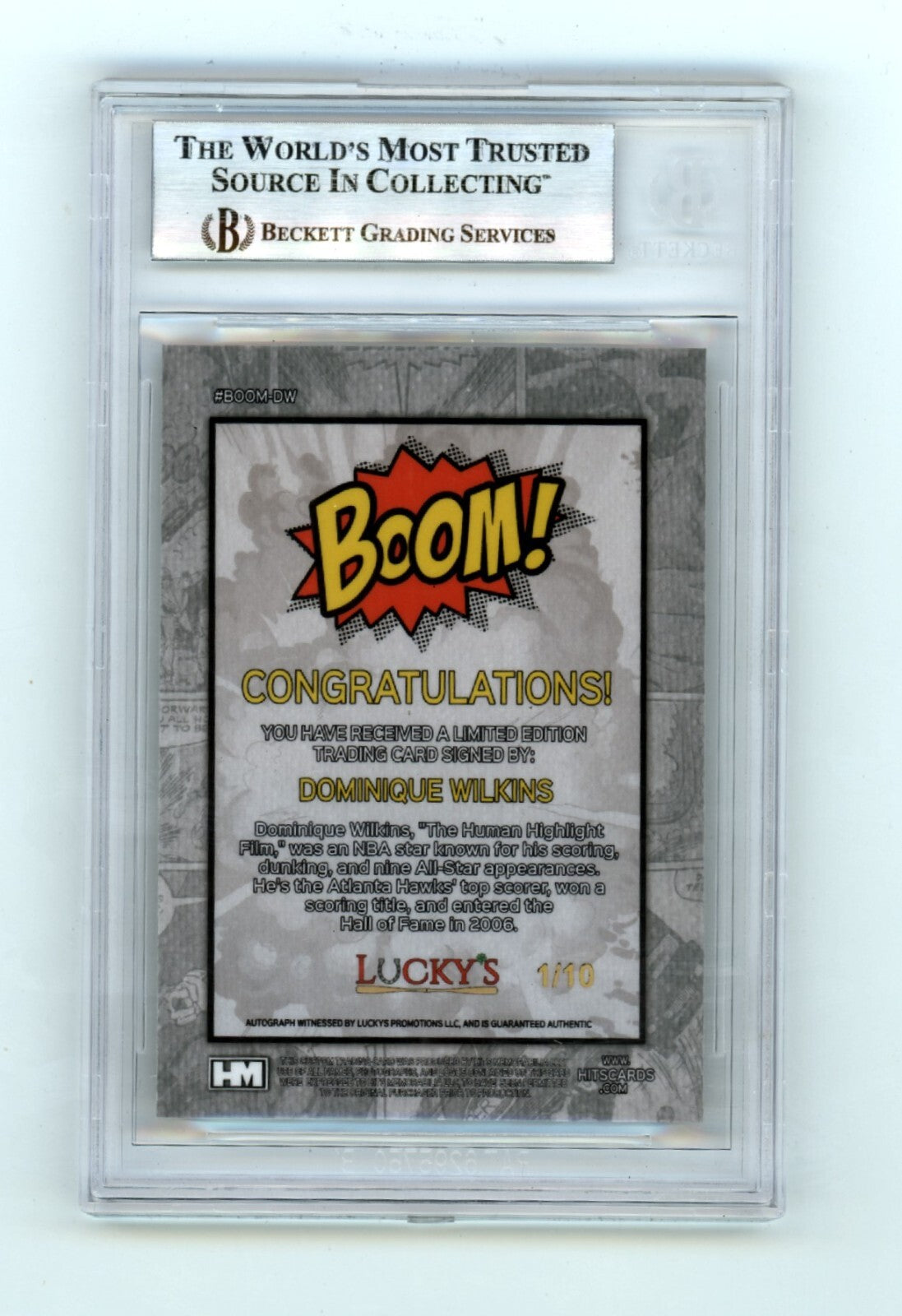 Dominique Wilkins 2024 Hits Memorabilia BOOM Gold #/10 Signed BGS BAS Auto Hawks1