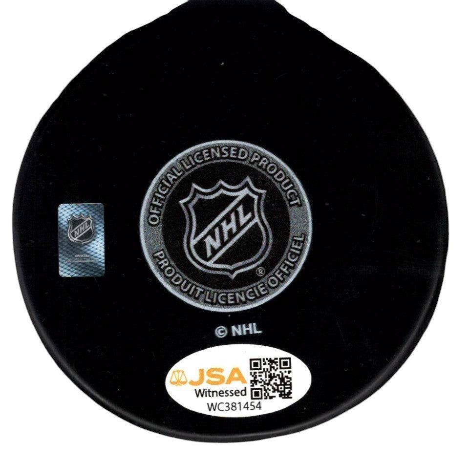 Mike Modano Signed Autographed Stars Logo Puck w/ HOF 2014 JSA Witness COA1